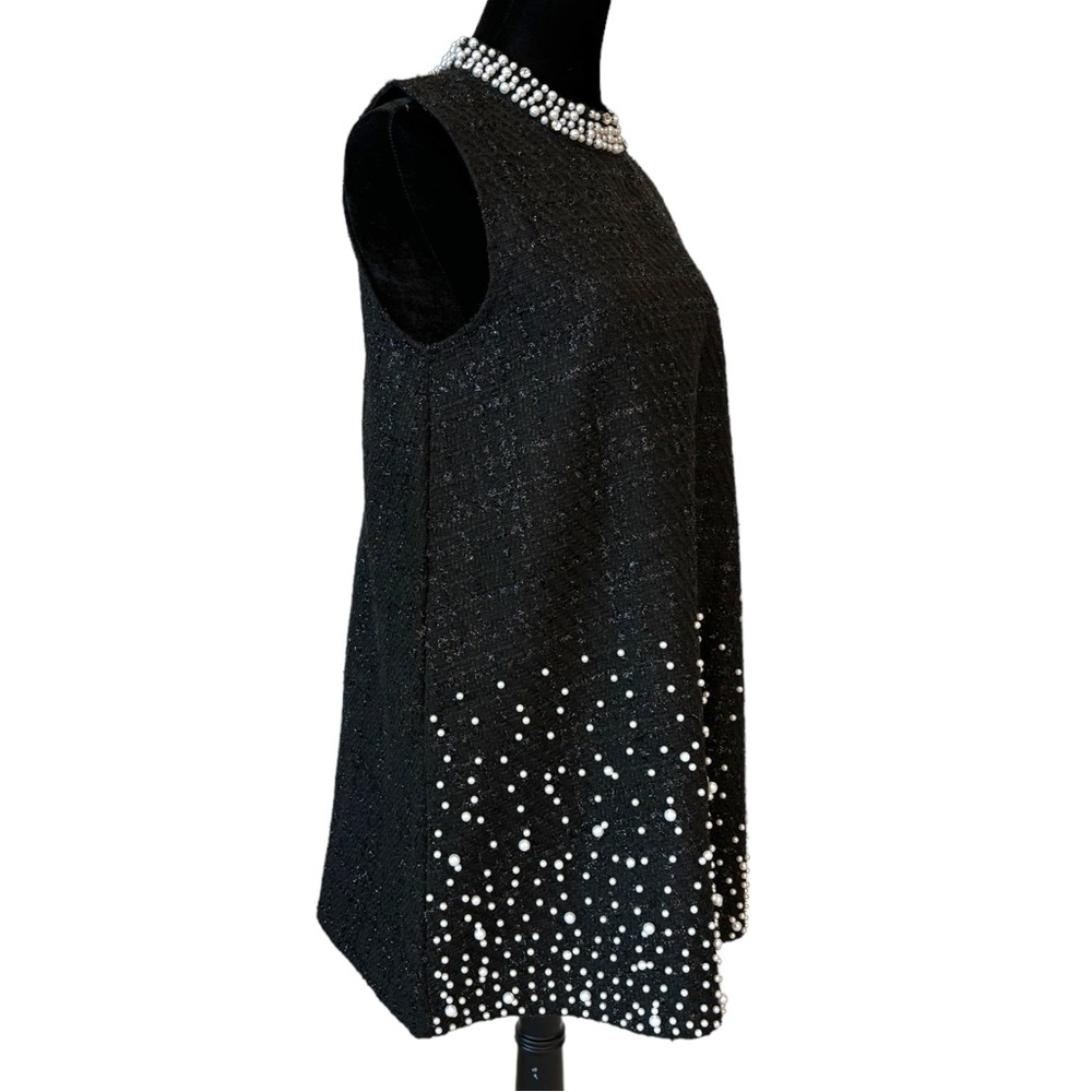 Tweed Pearl Embellished Shift Dress Small - Picture 8 of 16